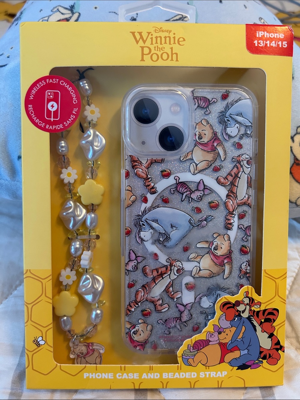 Winnie the Pooh iPhone 13/14/15 Case with Beaded Strap